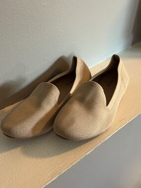 Beige Slip-On Loafers - Comfort Knit Flats